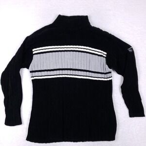 Southpole Mock Neck Sweater Mens XXL Y2K Chenille Striped Streetwear Black